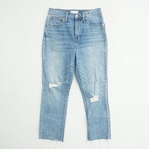 Madewell The Perfect Vintage Jean Distressed Ripped Fray Hem Light Wash Size 28